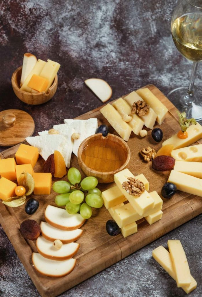 Cheese, honeycomb and walnuts