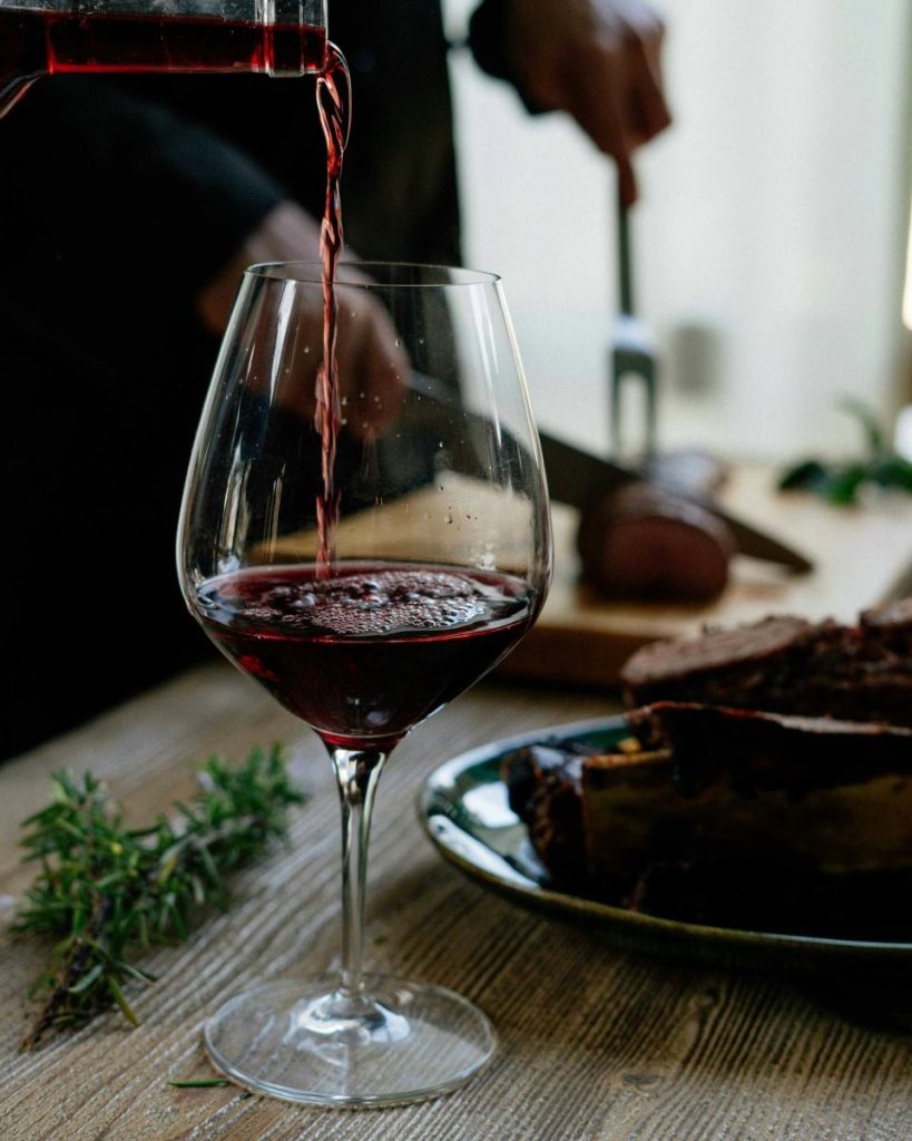 Wine poured at the table