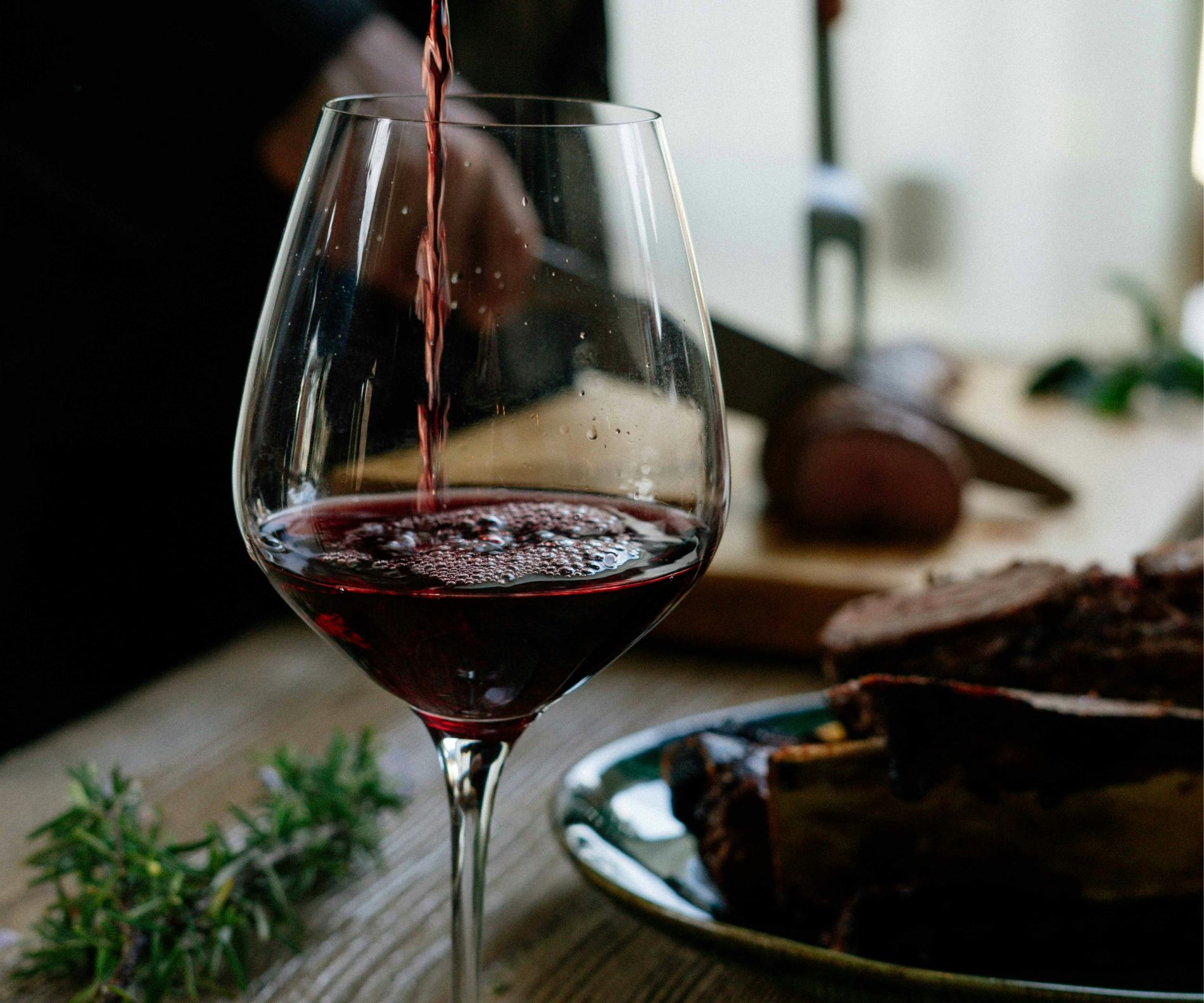 Wine poured at the table